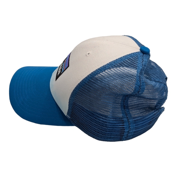 Patagonia P-6 Logo Blue Trucker Hat Cap mesh Back - Picture 4 of 5